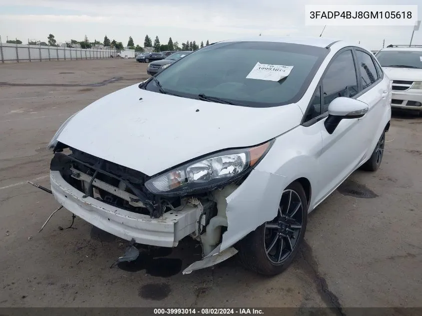 2016 Ford Fiesta Se VIN: 3FADP4BJ8GM105618 Lot: 39993014