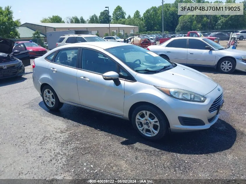 2016 Ford Fiesta Se VIN: 3FADP4BJ7GM119025 Lot: 40018122