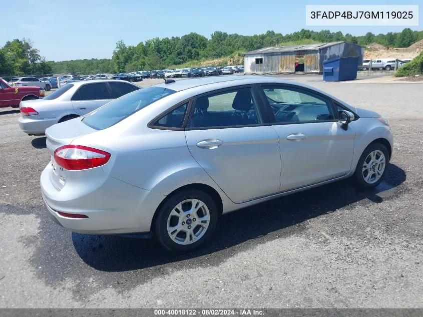 2016 Ford Fiesta Se VIN: 3FADP4BJ7GM119025 Lot: 40018122