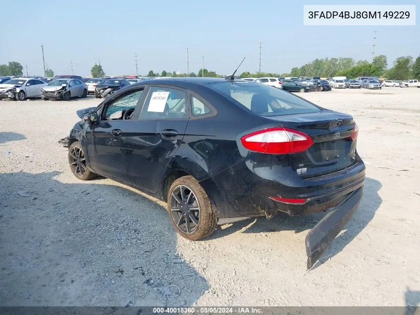 2016 Ford Fiesta Se VIN: 3FADP4BJ8GM149229 Lot: 40018360