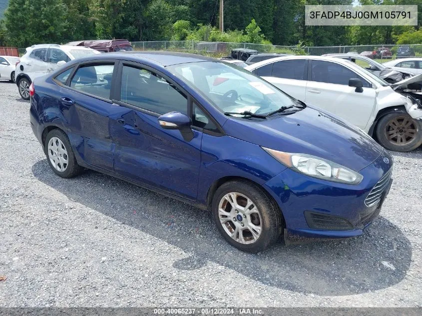 2016 Ford Fiesta Se VIN: 3FADP4BJ0GM105791 Lot: 40065237