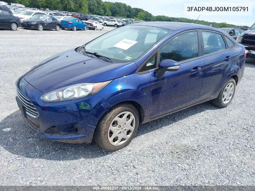 3FADP4BJ0GM105791 2016 Ford Fiesta Se