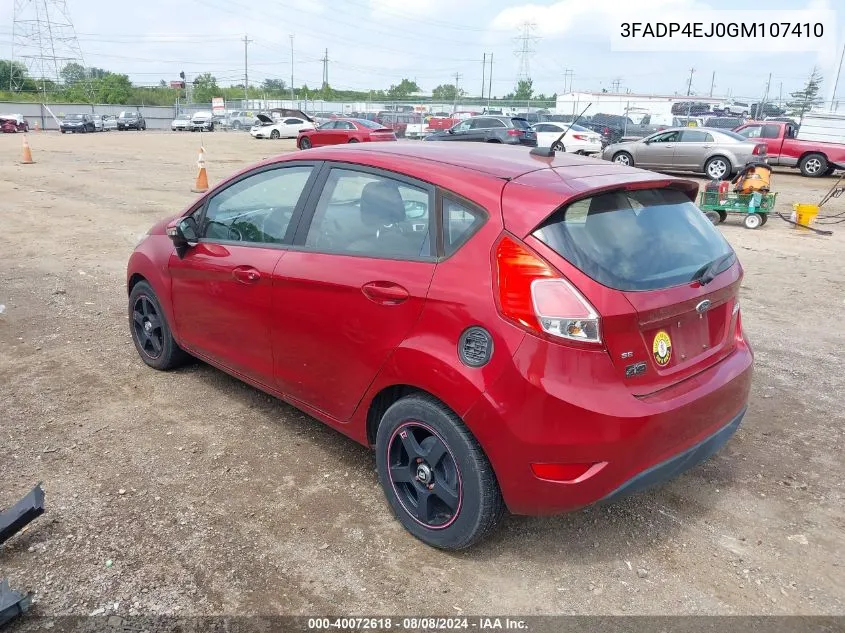 2016 Ford Fiesta Se VIN: 3FADP4EJ0GM107410 Lot: 40072618