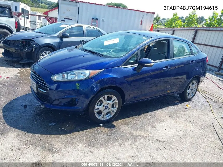 2016 Ford Fiesta Se VIN: 3FADP4BJ7GM194615 Lot: 40075436