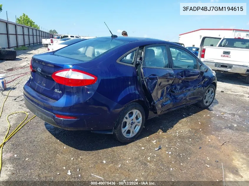 2016 Ford Fiesta Se VIN: 3FADP4BJ7GM194615 Lot: 40075436