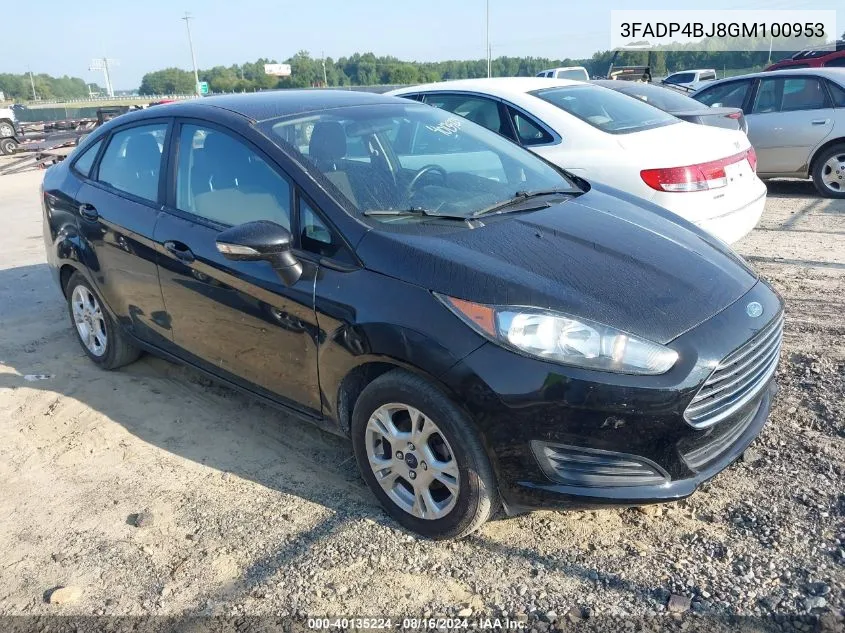 2016 Ford Fiesta Se VIN: 3FADP4BJ8GM100953 Lot: 40135224