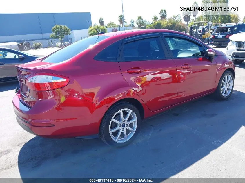 2016 Ford Fiesta Se VIN: 3FADP4BJ4GM183751 Lot: 40137418