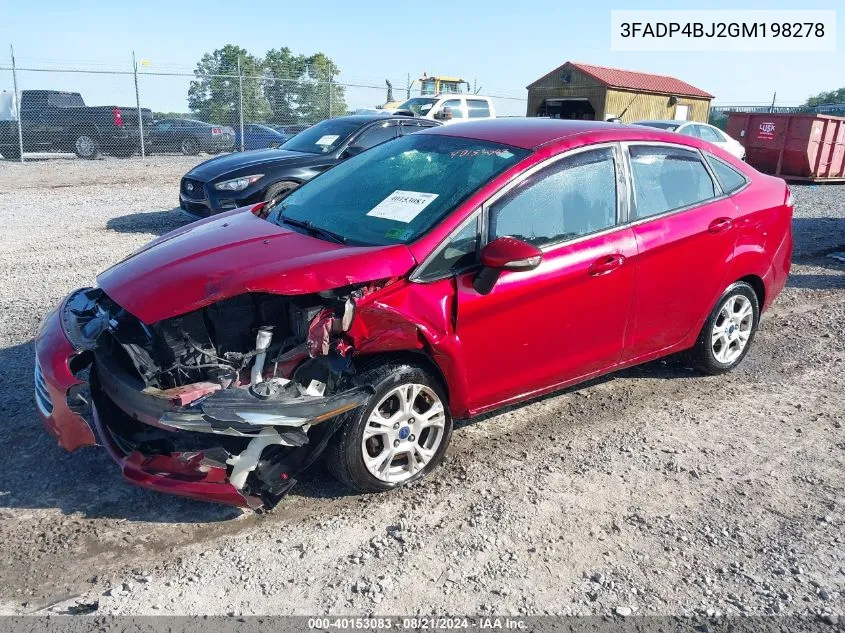 2016 Ford Fiesta Se VIN: 3FADP4BJ2GM198278 Lot: 40153083