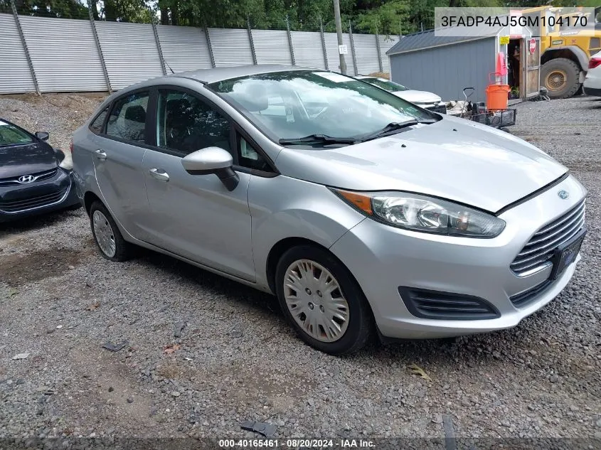 2016 Ford Fiesta S VIN: 3FADP4AJ5GM104170 Lot: 40165461