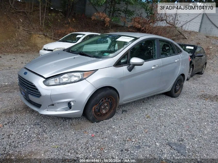 2016 Ford Fiesta S VIN: 3FADP4AJ5GM104170 Lot: 40165461