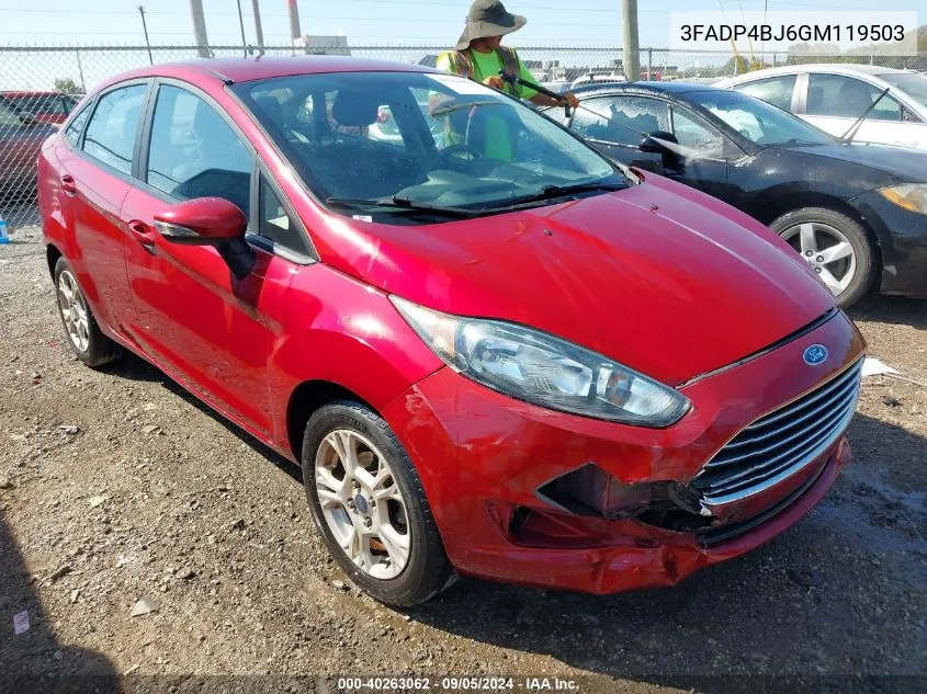 2016 Ford Fiesta Se VIN: 3FADP4BJ6GM119503 Lot: 40263062