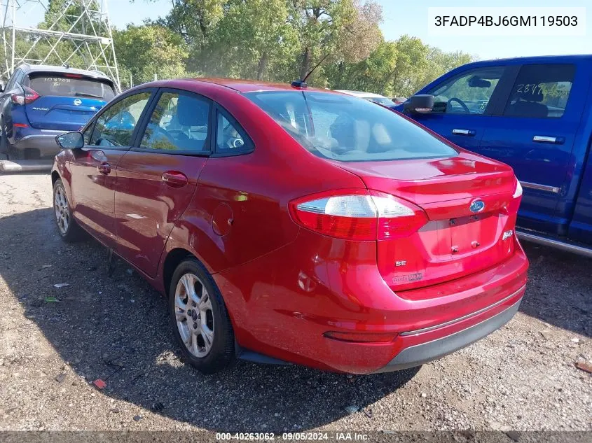 2016 Ford Fiesta Se VIN: 3FADP4BJ6GM119503 Lot: 40263062