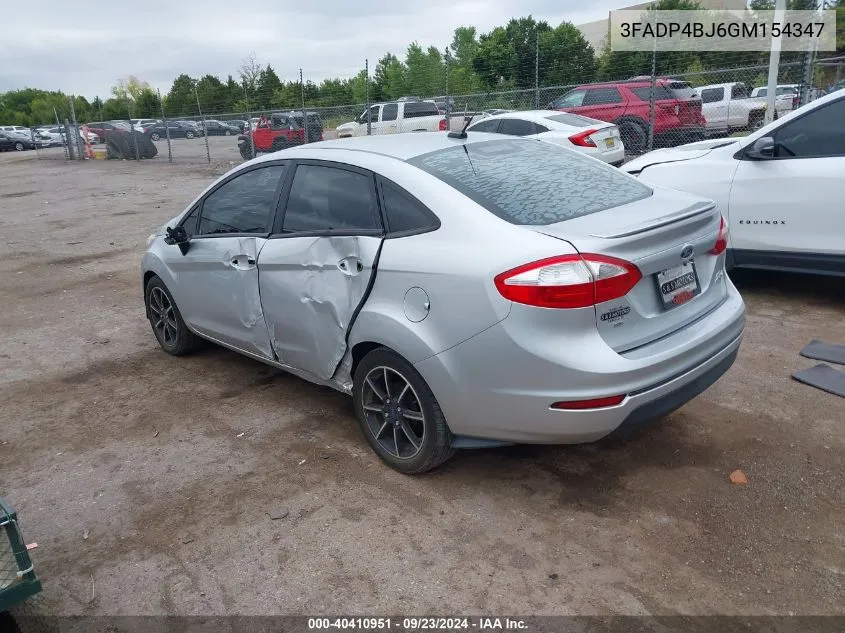 2016 Ford Fiesta Se VIN: 3FADP4BJ6GM154347 Lot: 40410951