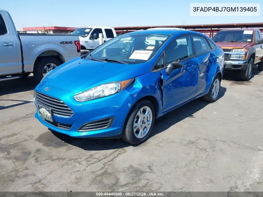 2016 Ford Fiesta Se VIN: 3FADP4BJ7GM139405 Lot: 40445500