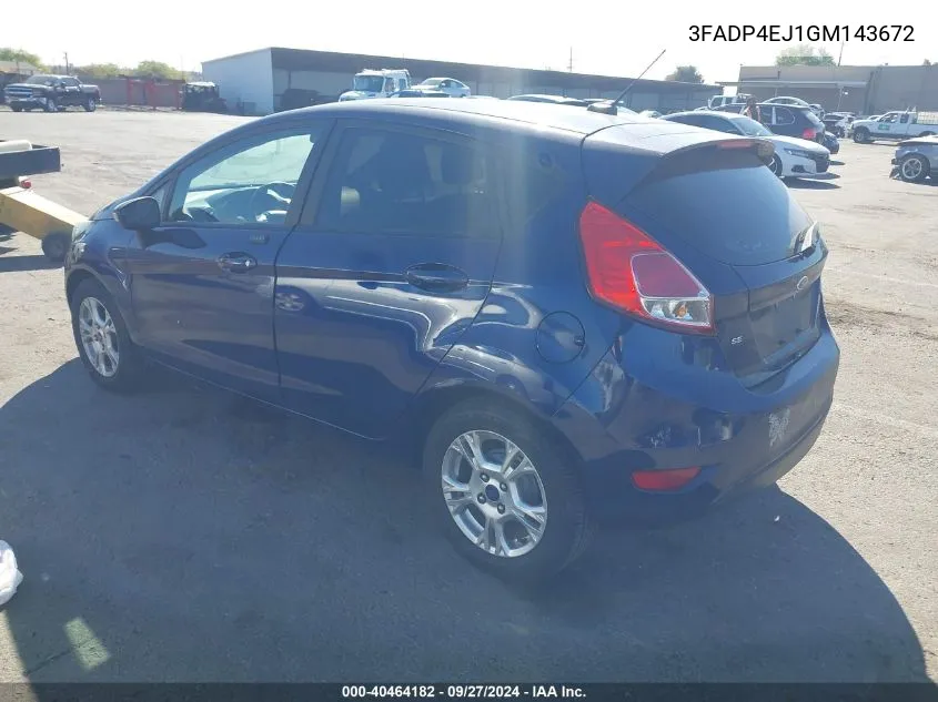 3FADP4EJ1GM143672 2016 Ford Fiesta Se