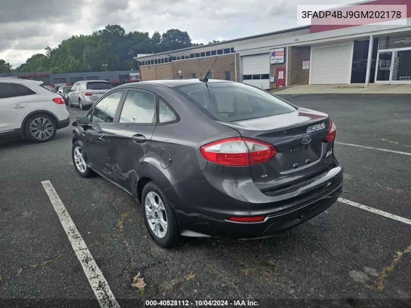 2016 Ford Fiesta VIN: 3FADP4BJ9GM202178 Lot: 40528112