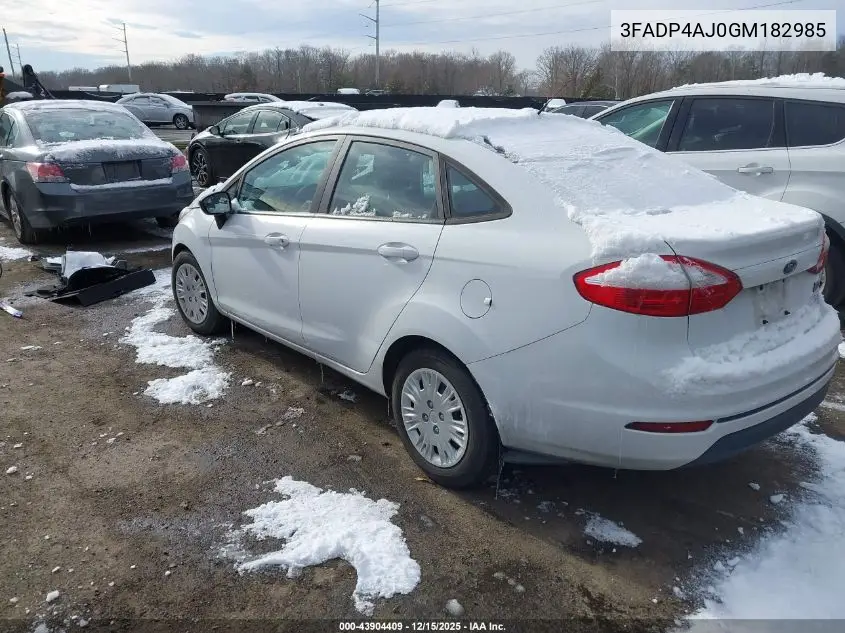 3FADP4AJ0GM182985 2016 Ford Fiesta S