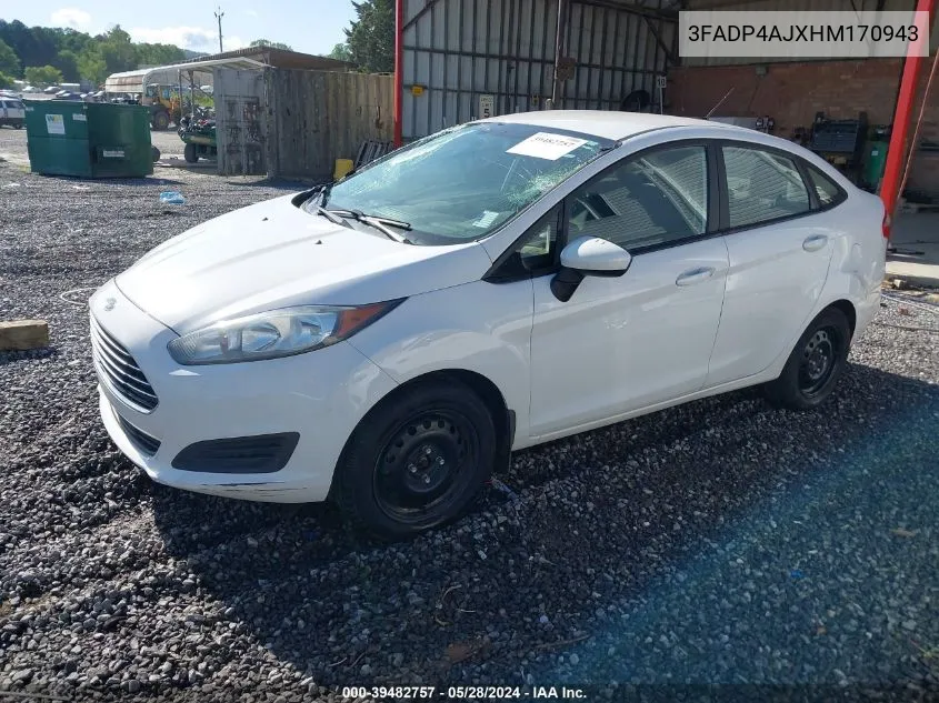 2017 Ford Fiesta S VIN: 3FADP4AJXHM170943 Lot: 39482757