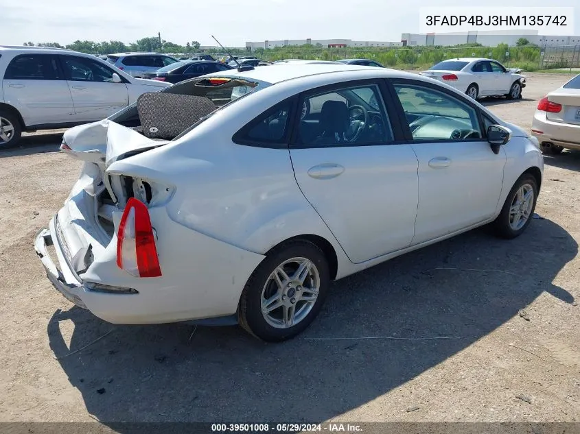 2017 Ford Fiesta Se VIN: 3FADP4BJ3HM135742 Lot: 39501008