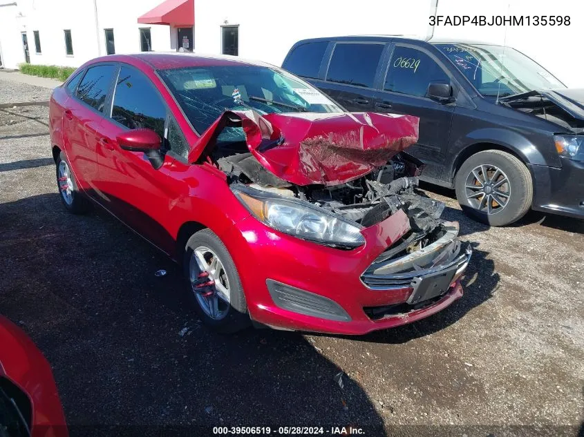 2017 Ford Fiesta Se VIN: 3FADP4BJ0HM135598 Lot: 39506519