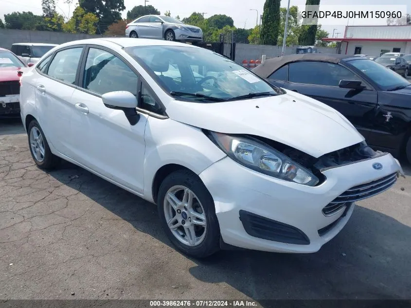 2017 Ford Fiesta Se VIN: 3FADP4BJ0HM150960 Lot: 39862476