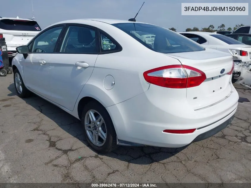 2017 Ford Fiesta Se VIN: 3FADP4BJ0HM150960 Lot: 39862476