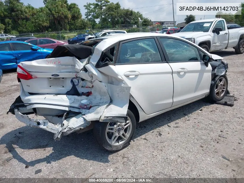 2017 Ford Fiesta Se VIN: 3FADP4BJ6HM142703 Lot: 40059200