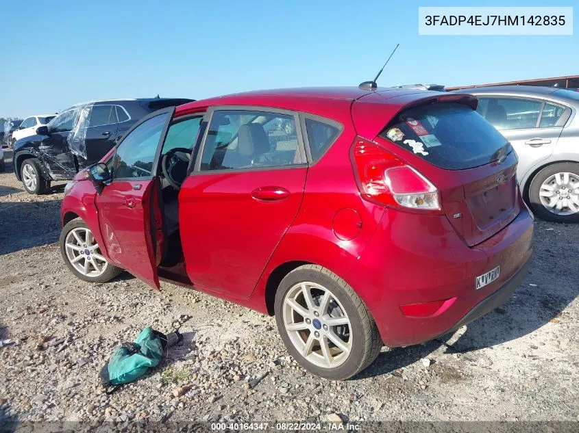 2017 Ford Fiesta Se VIN: 3FADP4EJ7HM142835 Lot: 40164347