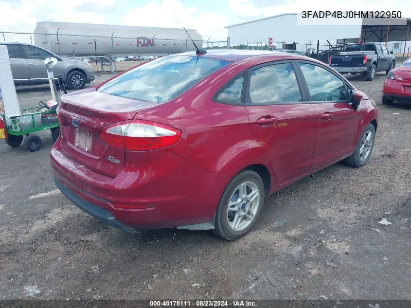 2017 Ford Fiesta Se VIN: 3FADP4BJ0HM122950 Lot: 40178111