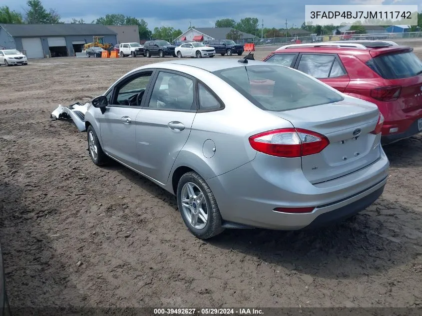 2018 Ford Fiesta Se VIN: 3FADP4BJ7JM111742 Lot: 39492627