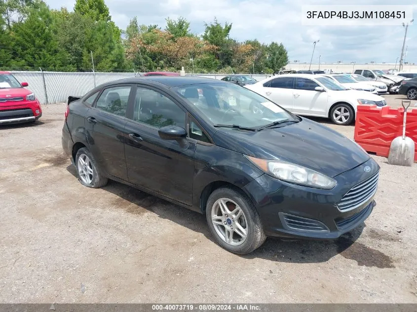 2018 Ford Fiesta Se VIN: 3FADP4BJ3JM108451 Lot: 40073719