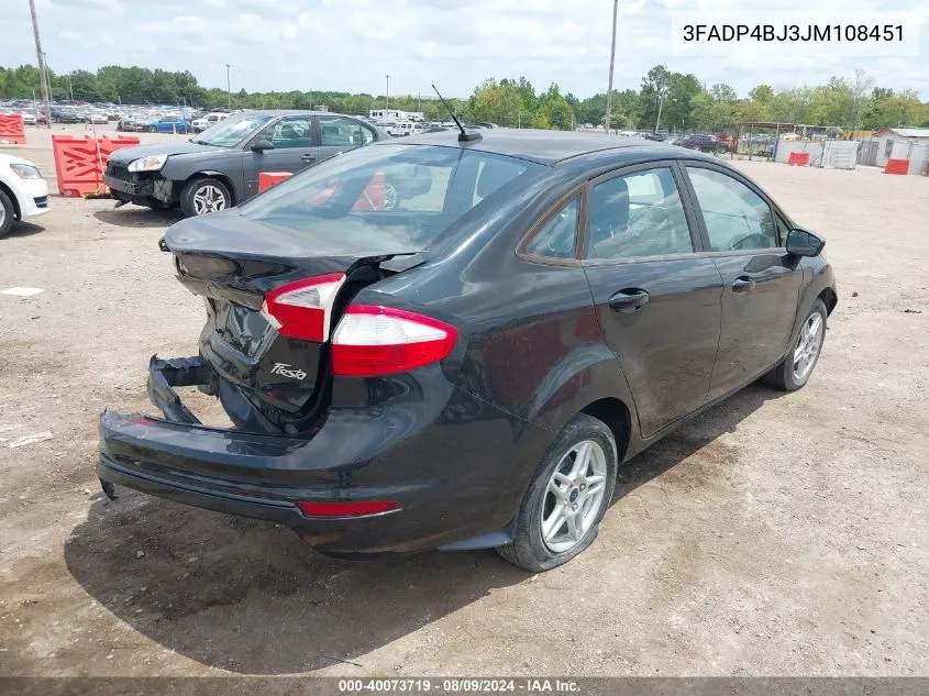 2018 Ford Fiesta Se VIN: 3FADP4BJ3JM108451 Lot: 40073719