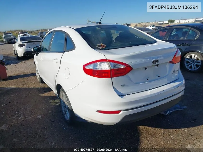 2018 Ford Fiesta Se VIN: 3FADP4BJ3JM106294 Lot: 40274897