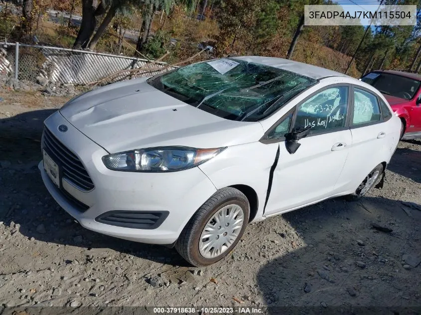 2019 Ford Fiesta S VIN: 3FADP4AJ7KM115504 Lot: 37918638