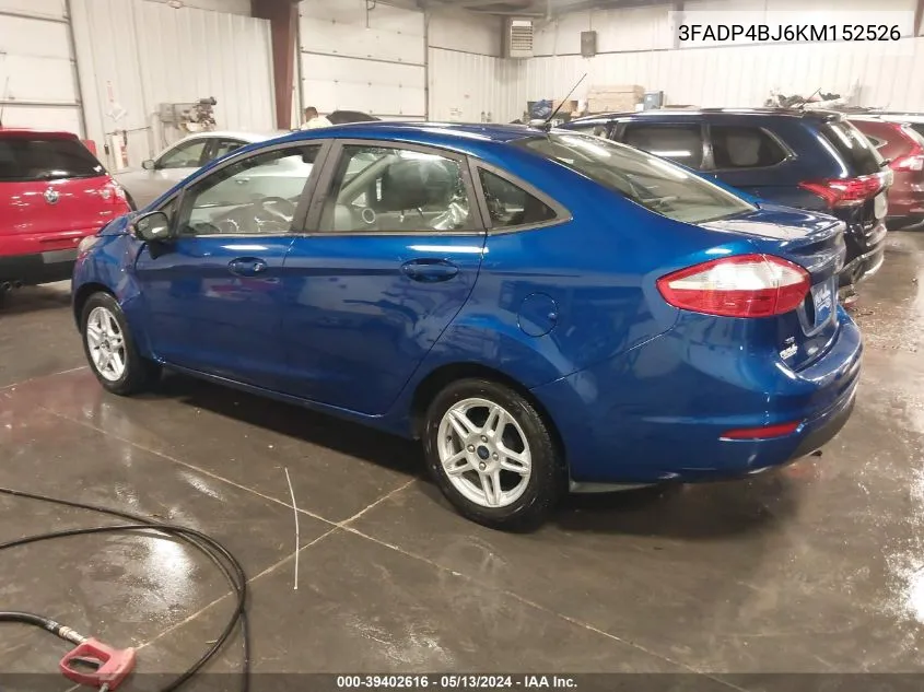 2019 Ford Fiesta Se VIN: 3FADP4BJ6KM152526 Lot: 39402616