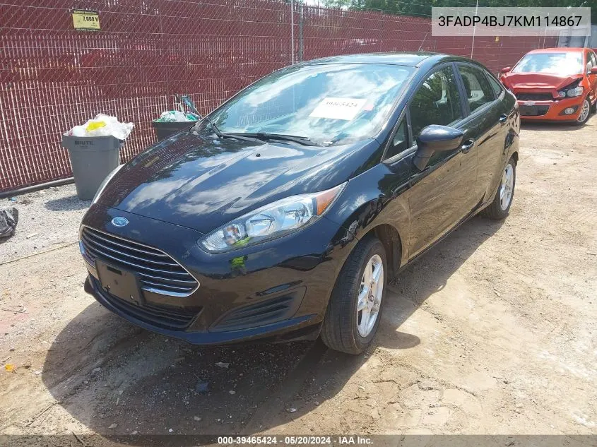 2019 Ford Fiesta Se VIN: 3FADP4BJ7KM114867 Lot: 39465424