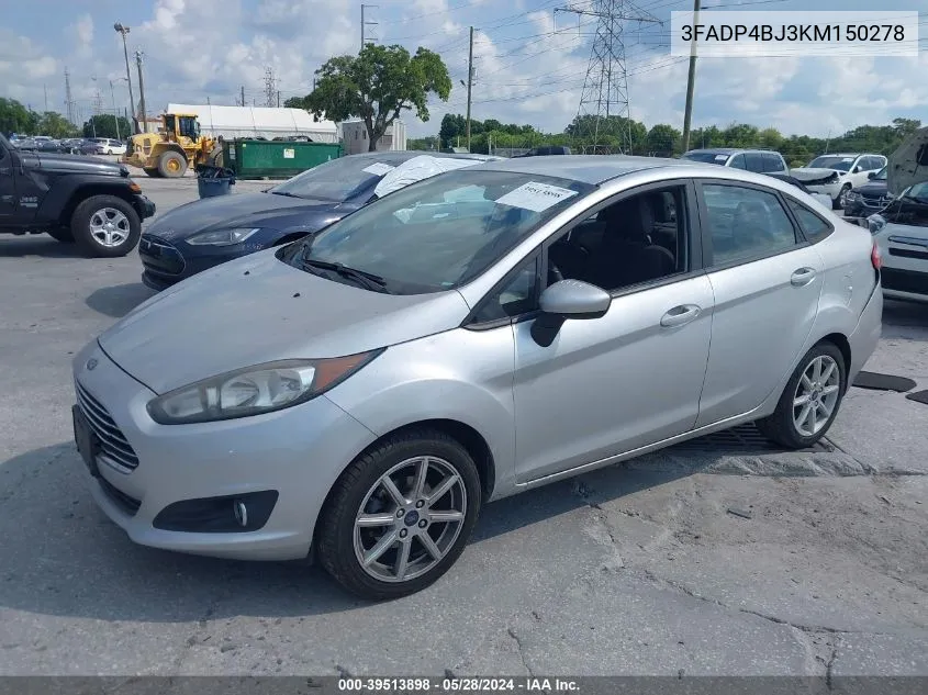 2019 Ford Fiesta Se VIN: 3FADP4BJ3KM150278 Lot: 39513898