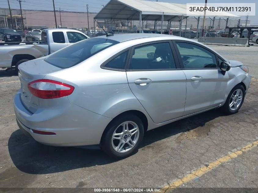 2019 Ford Fiesta Se VIN: 3FADP4BJ7KM112391 Lot: 39561548