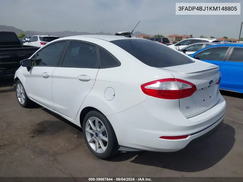 2019 Ford Fiesta Se VIN: 3FADP4BJ1KM148805 Lot: 39567644