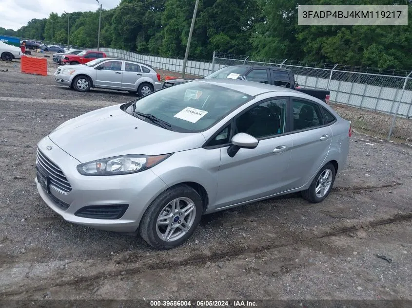 2019 Ford Fiesta Se VIN: 3FADP4BJ4KM119217 Lot: 39586004