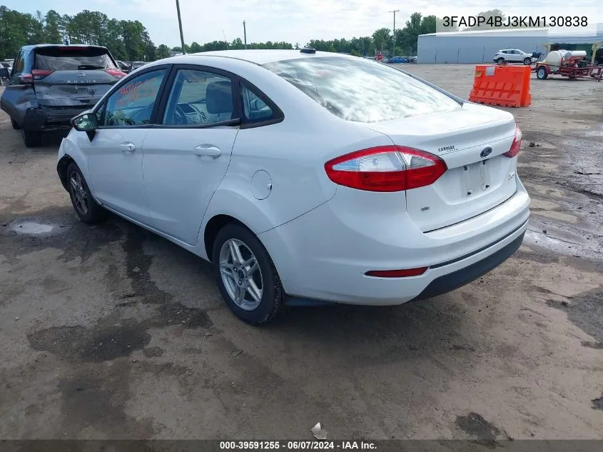 2019 Ford Fiesta Se VIN: 3FADP4BJ3KM130838 Lot: 39591255