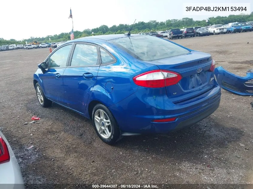 2019 Ford Fiesta Se VIN: 3FADP4BJ2KM153494 Lot: 39644307