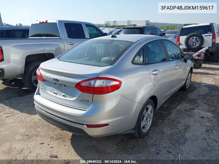 2019 Ford Fiesta Se VIN: 3FADP4BJ0KM159617 Lot: 39648322