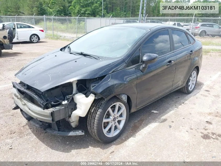 2019 Ford Fiesta Se VIN: 3FADP4BJ6KM103181 Lot: 39662148