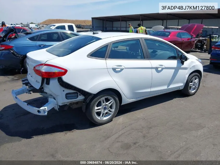 2019 Ford Fiesta Se VIN: 3FADP4BJ7KM127800 Lot: 39694874