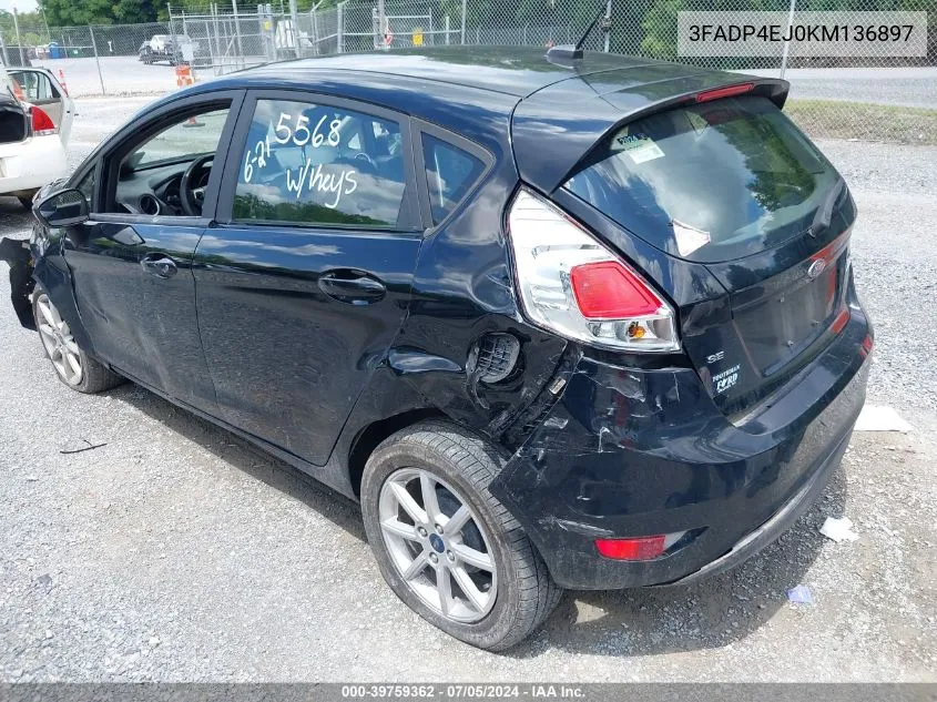 3FADP4EJ0KM136897 2019 Ford Fiesta Se