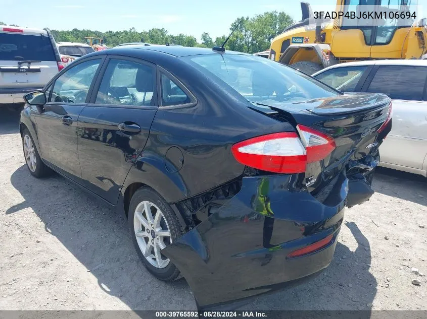 2019 Ford Fiesta Se VIN: 3FADP4BJ6KM106694 Lot: 39765592