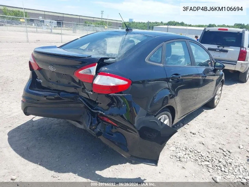 2019 Ford Fiesta Se VIN: 3FADP4BJ6KM106694 Lot: 39765592