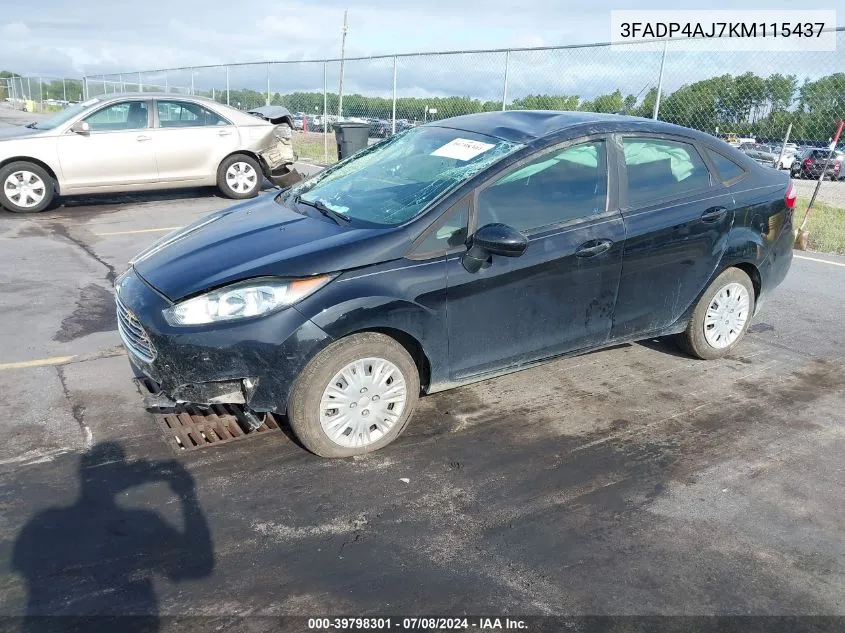 2019 Ford Fiesta S VIN: 3FADP4AJ7KM115437 Lot: 39798301