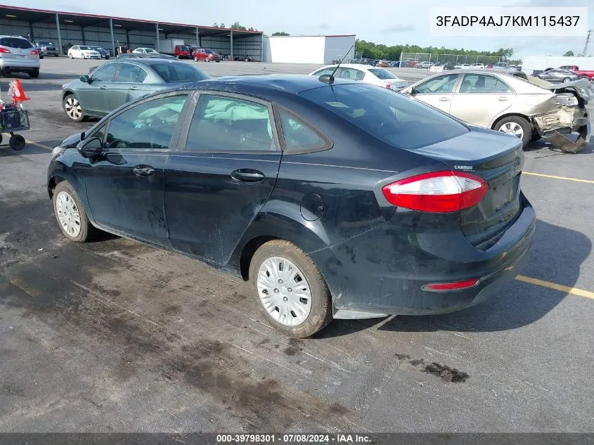 3FADP4AJ7KM115437 2019 Ford Fiesta S